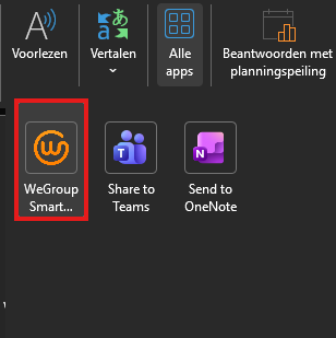 WeGroup Smart Buddy onder Alle apps in het Outlook-lint