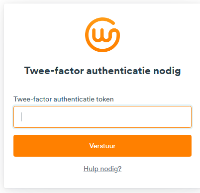 Scherm Twee-factor authenticatie nodig met invoerveld voor de code